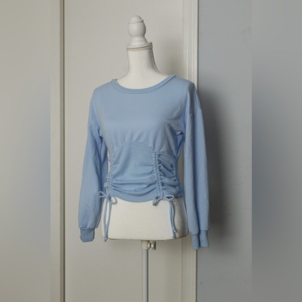 No Boundaries corset inspired blue sweater